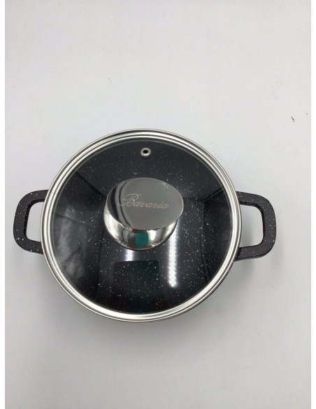 bavaria Set Batteria Padelle Pentole 20 Pezzi in Pietra Lavica Biologica