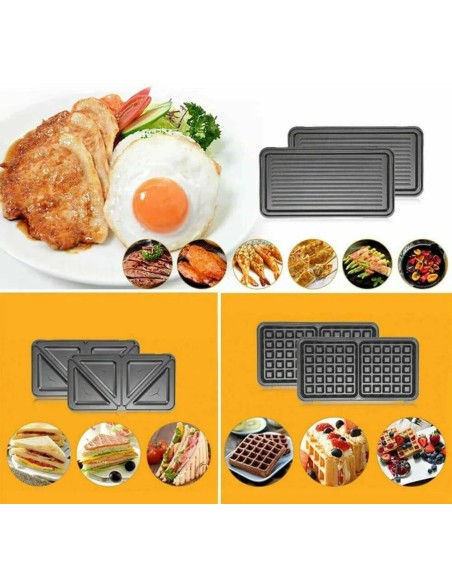 Piastra Elettrica Tostapane Toast Sandwich Waffle Tostiera 3 IN 1 800W HM-5860