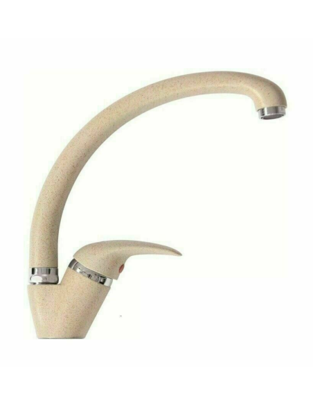 Rubinetto Miscelatore Canna Curva Lavello Monocomando Avena Sabbia Beige Cucina