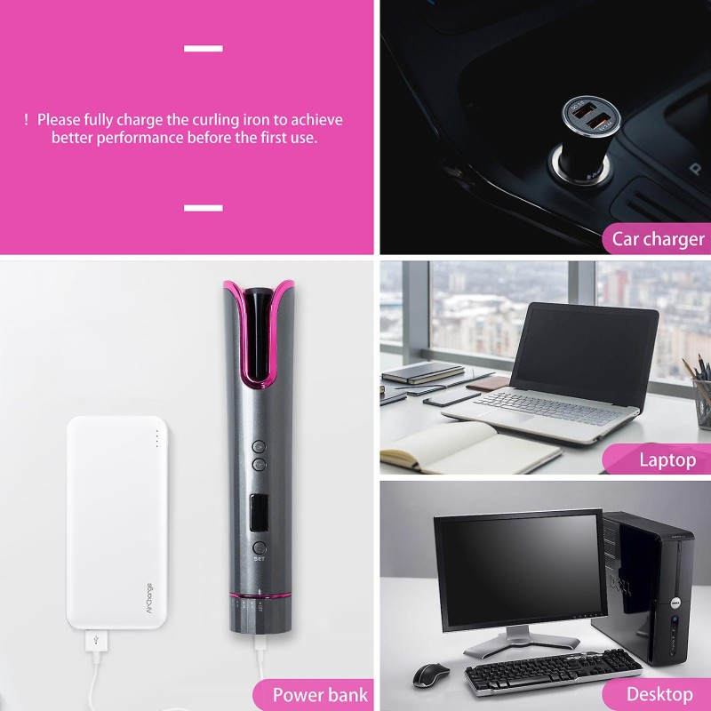 Piastra per capelli ricci  ricarica USB 4 potenze