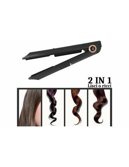 Piastra per Capelli Portatile Senza Fili Per Ricci e Lisci ricaricabile USB 2in1