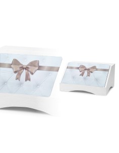 Portapane con Fiocco Tortora Legno Bianco 2