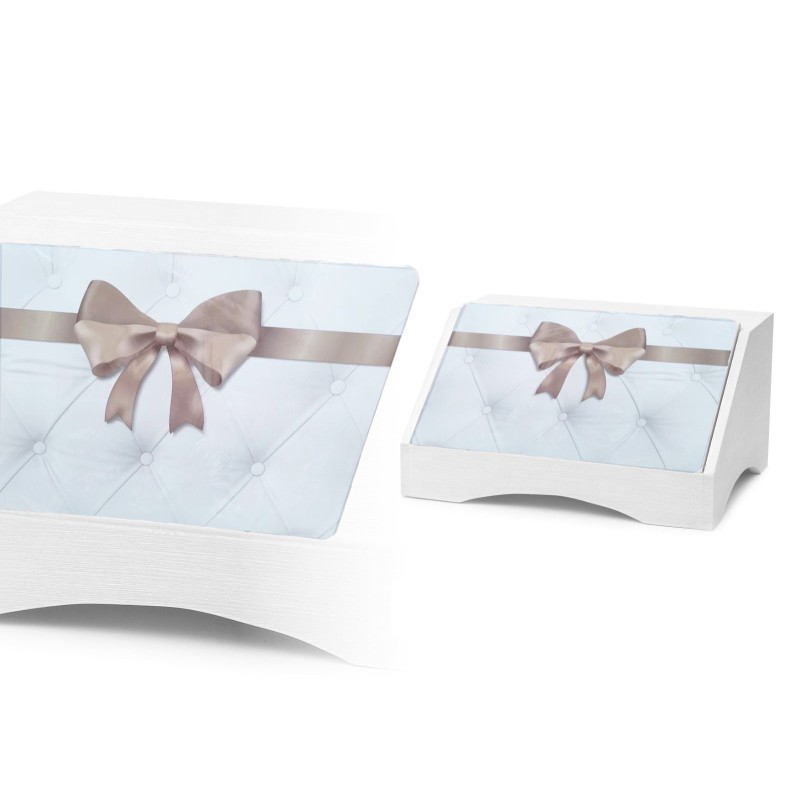 Portapane con Fiocco Tortora Legno Bianco
