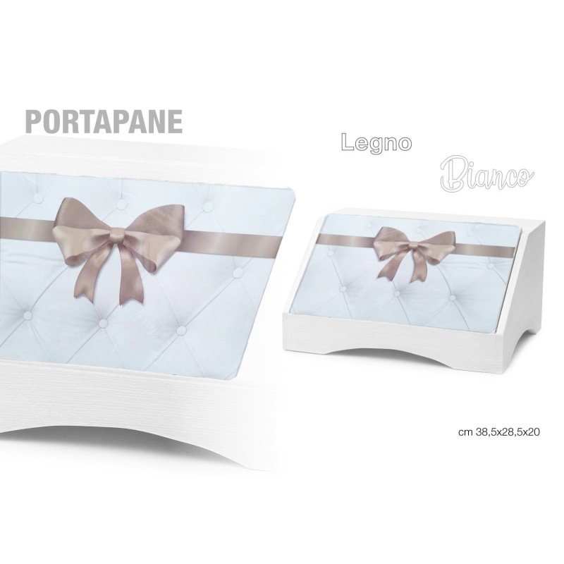 Portapane con Fiocco Tortora Legno Bianco