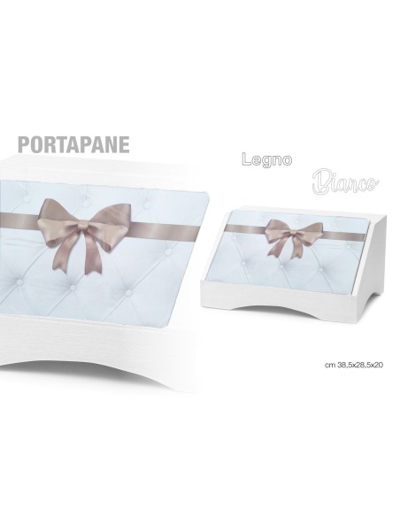 Portapane con Fiocco Tortora Legno Bianco