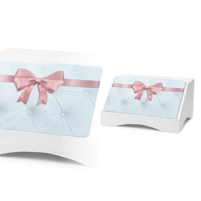 Portapane con Fiocco Rosa Legno Bianco