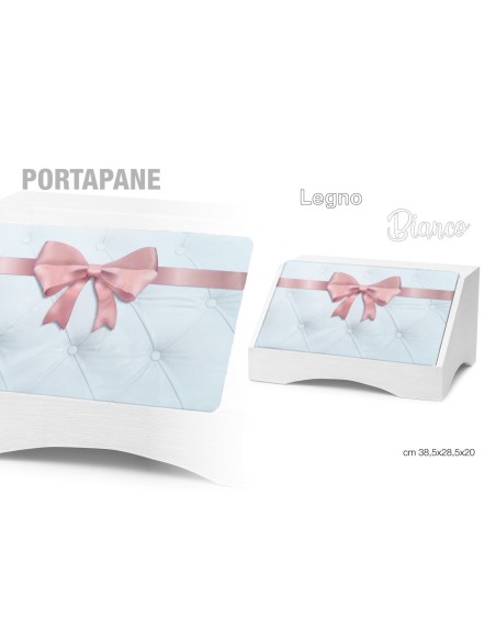 Portapane con Fiocco Rosa Legno Bianco