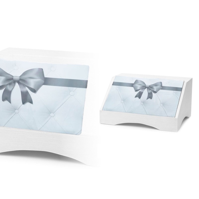 Portapane con Fiocco Grigio Legno Bianco