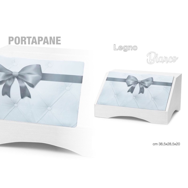 Portapane con Fiocco Grigio Legno Bianco