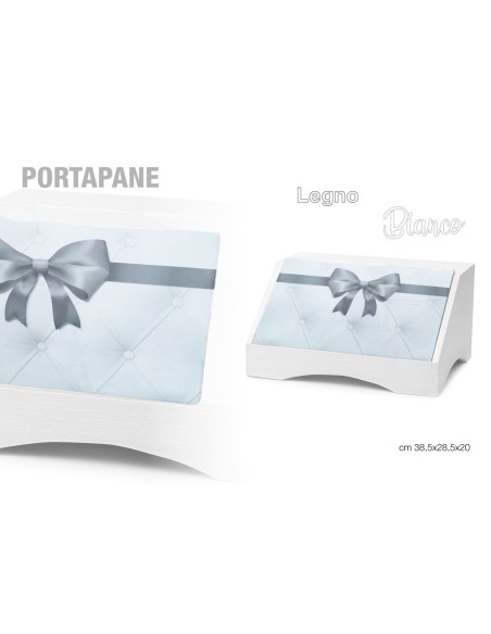 Portapane con Fiocco Grigio Legno Bianco