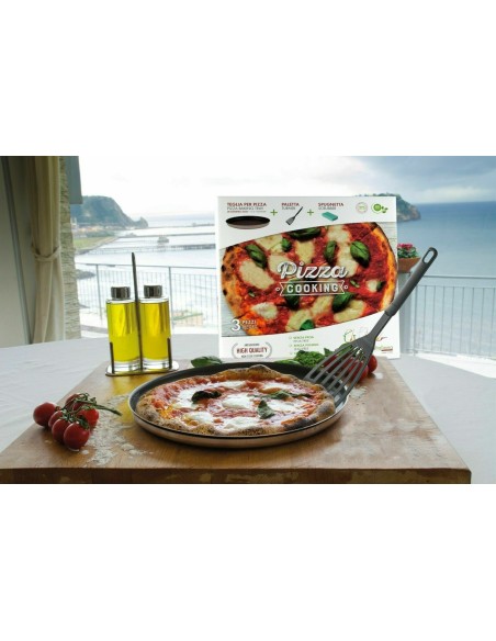 Teglia per Pizza con kit omaggio Paletta e Spugnetta antiaderente