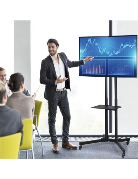 Supporto TV da Pavimento Mobile Carrello Staffa Porta TV 32 a 75 Pollici Ruote