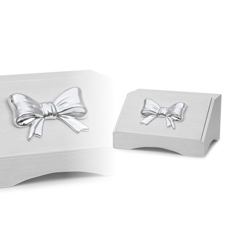 Portapane con Fiocco Argento legno e ceramica