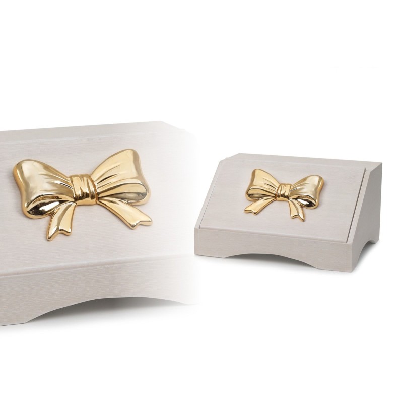 Portapane con Fiocco ORO legno e ceramica T1006FO