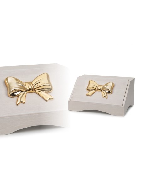 Portapane con Fiocco ORO legno e ceramica T1006FO
