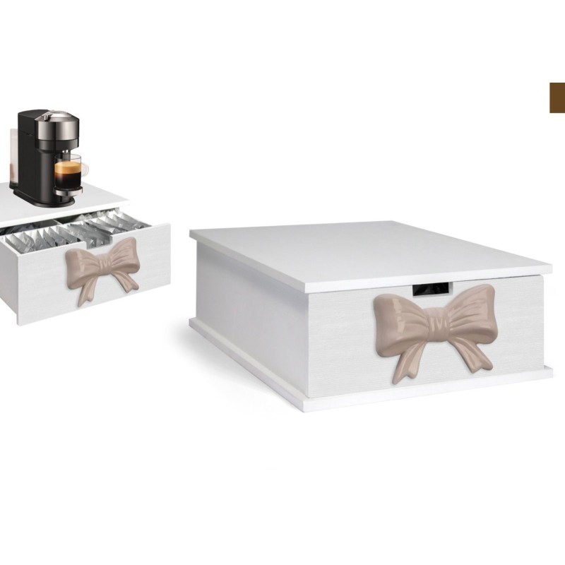 Portacialde in legno fiocco Tortora in ceramica...