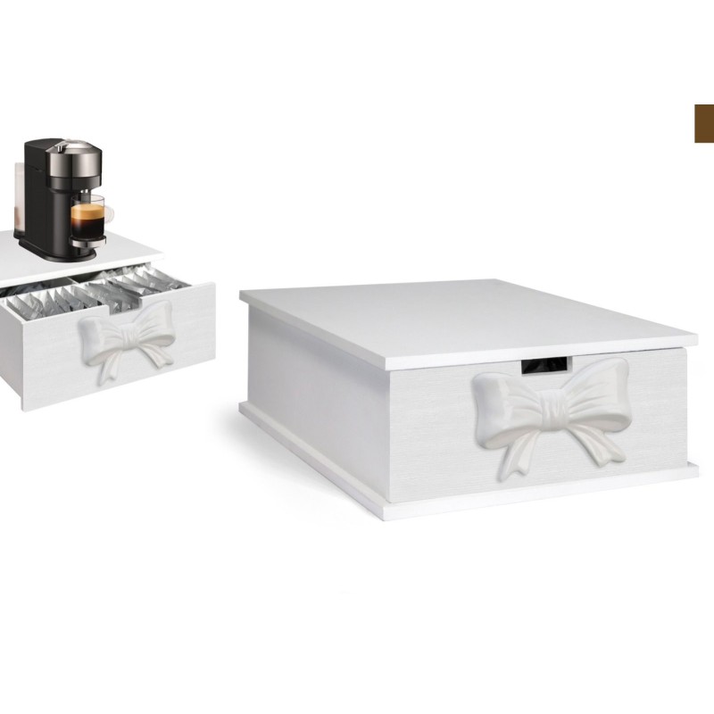 Portacialde in legno fiocco Bianco in ceramica...