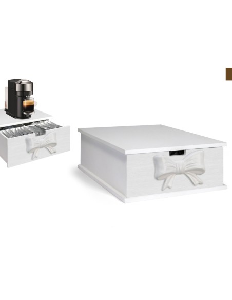 Portacialde in legno fiocco Bianco in ceramica e Legno