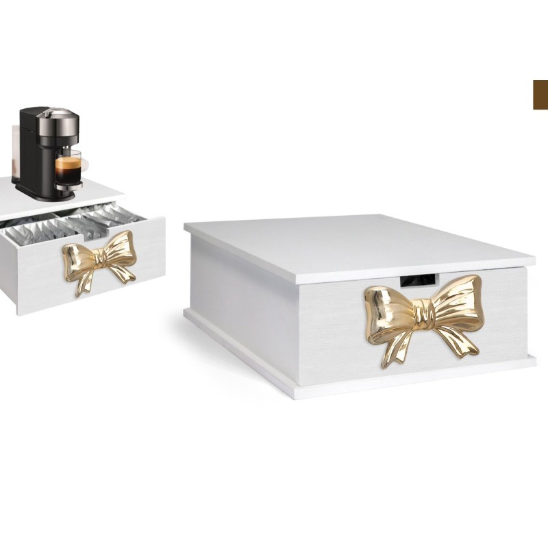 Portacialde in legno fiocco ORO in ceramica e...