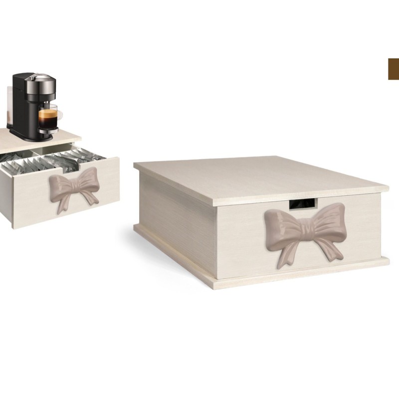 Portacialde in legno fiocco Tortora in ceramica...