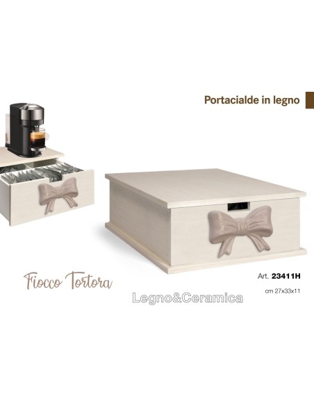 Portacialde in legno fiocco Tortora in ceramica e Legno 23411H