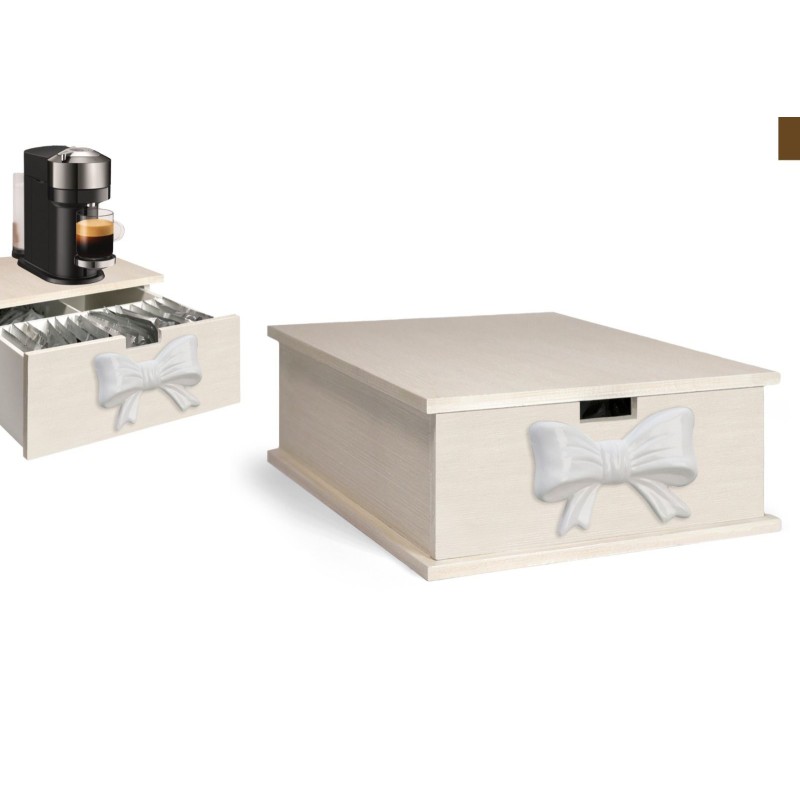 Portacialde in legno fiocco Bianco in ceramica...