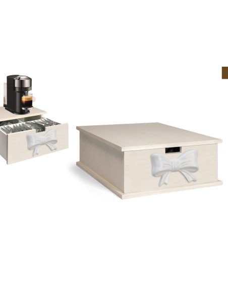 Portacialde in legno fiocco Bianco in ceramica e Legno 23410H