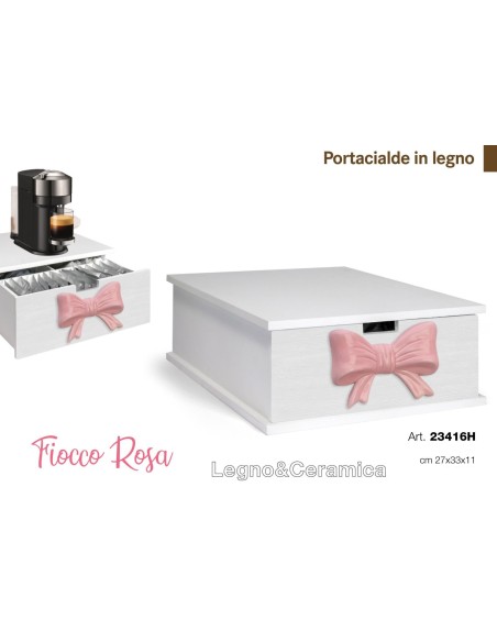 Portacialde in legno fiocco Rosa in ceramica e Legno 23416H