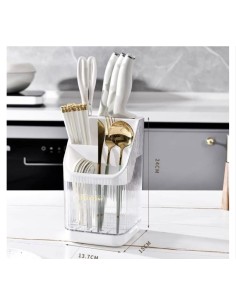 Porta Posate Bianco e Trasparente Cucina porta oggetti 2