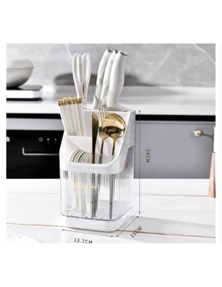 Porta Posate Bianco e Trasparente Cucina porta oggetti