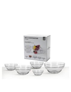 Set da 5 contenitori ciotole in vetro tondi 2