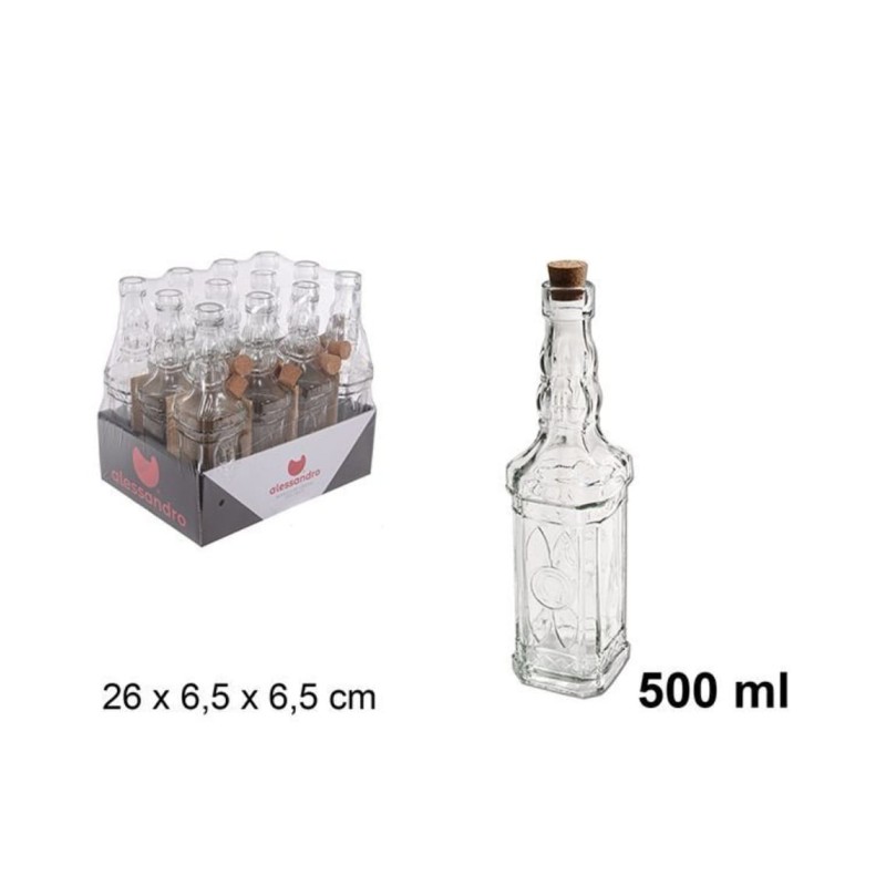 Bottiglia di vetro con tappo in sughero 500 ML...