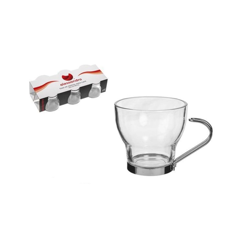 6pz. tazzine caffè in vetro con Manico in...