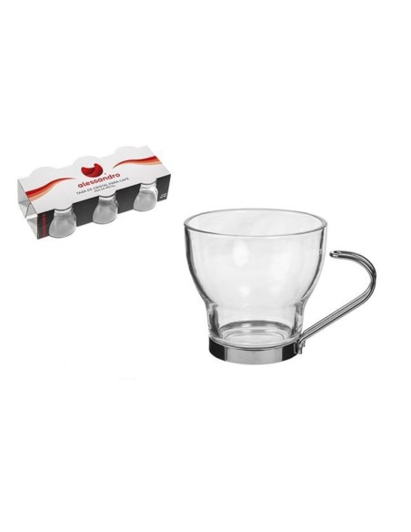 6pz. tazzine caffè in vetro con Manico in metallo 100ML