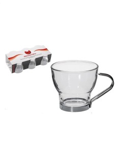 6pz. Tazzine caffè in vetro con manico in metallo 220ML 2