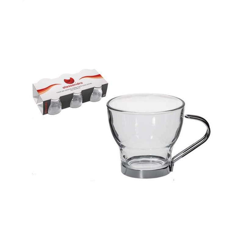 6pz. Tazzine caffè in vetro con manico in...