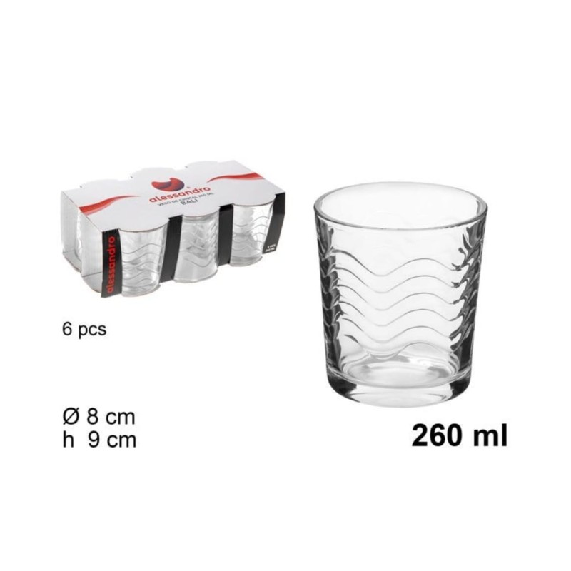 6pz.  Bicchieri acqua BALI 260ML