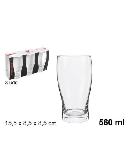 3pz. Bicchieri da birra in Vetro da 560ML