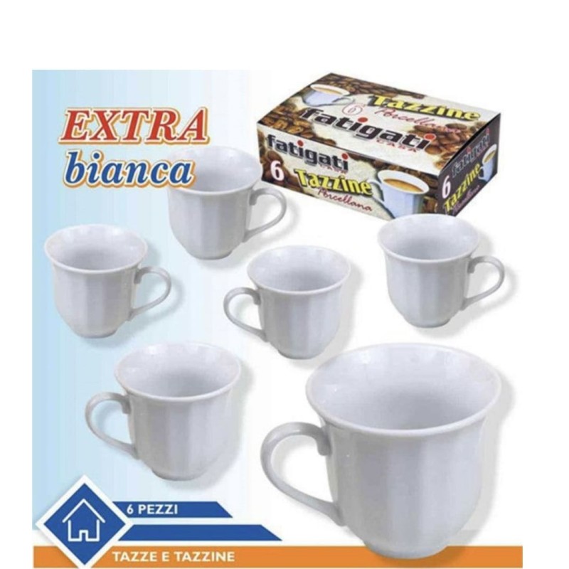 6pz. Tazzine caffè porcellana Fatigati Casa
