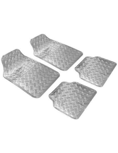 Set 4 tappetini auto cromati alluminio universali vari colori