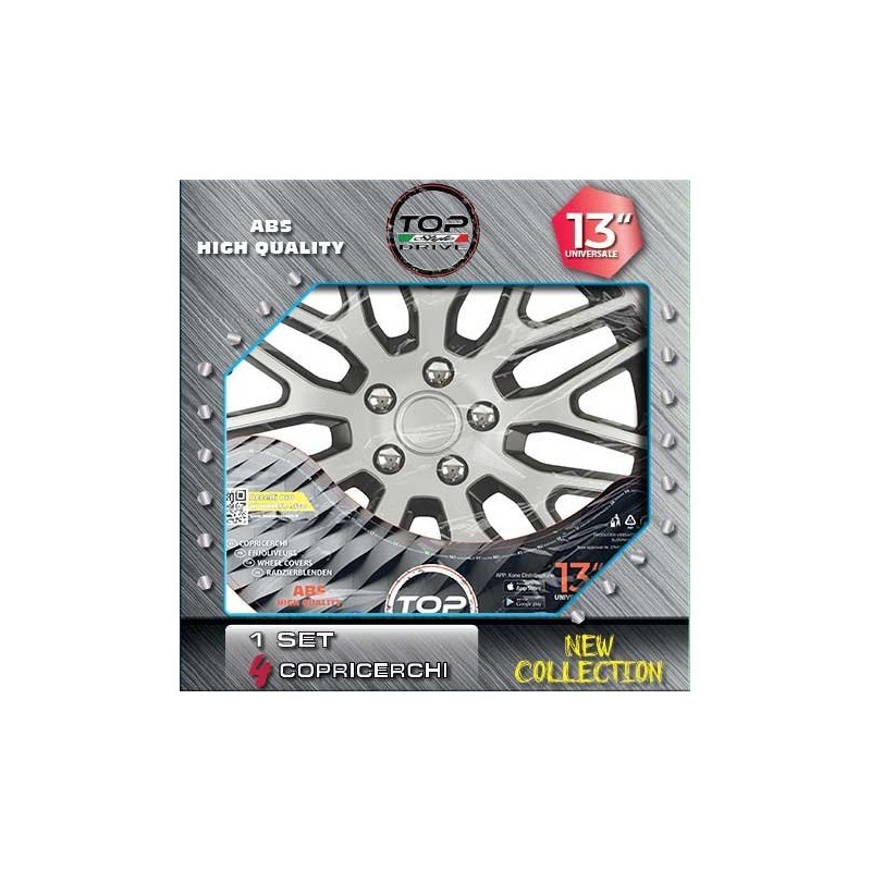 Copricerchi Auto Dakar NC Silver & Black 4pz.