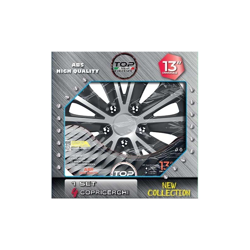 Copricerchi Auto Rapide Silver & Black 4pz.