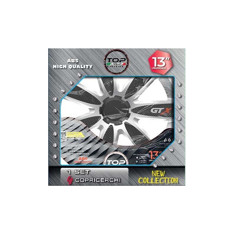 Copricerchi Auto GTX Black & Silver 4pz.