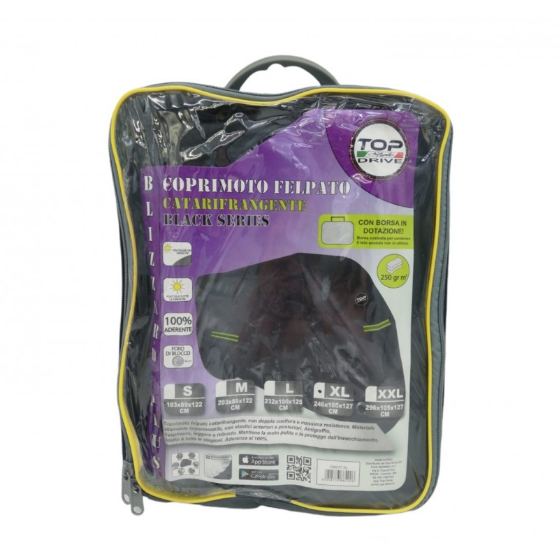 Telo Coprimoto felpato all black catarifrangente