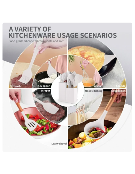 Set di utensili da cucina completo in silicone - resistenti al calore