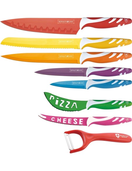 Royalty Line - Set di 7 coltelli + 1 pelapatate, in ceramica