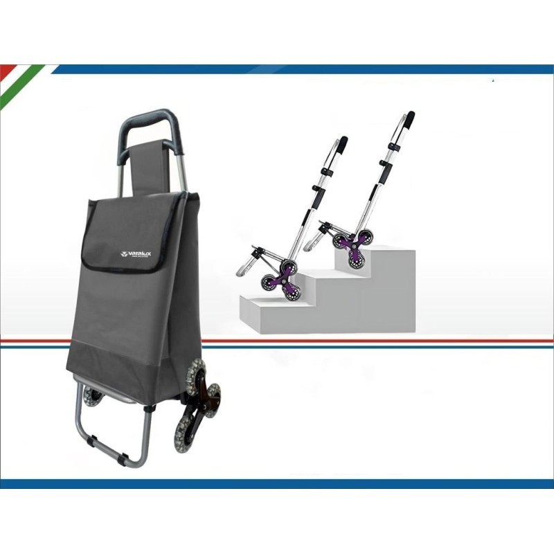 Trolley Spesa 3 Ruote Grigio