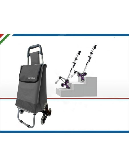 Trolley Spesa 3 Ruote Grigio