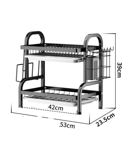 Scolapiatti con vassoio antigoccia, 2 ripiani grande