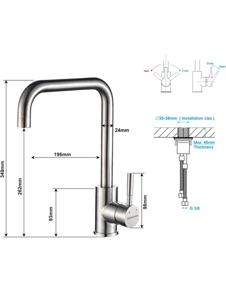 Rubinetto per Cucina in Acciaio Inox art.86002